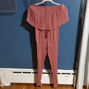 Aerie Off-Shoulder Jumpsuit in Mauve